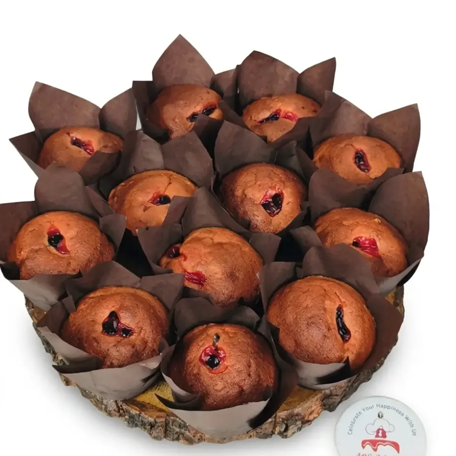 Tulip-wrapped muffins studded with cherries