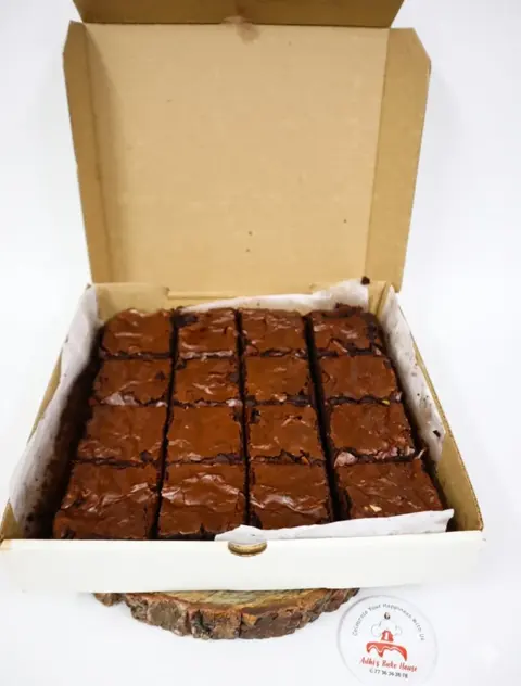 Box of classic chocolate brownies